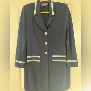 St. John Collection Navy Coat with White and Blue Trim